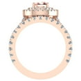 thumbnail image 3 of Pear Cut Pink Morganite Double Halo Wedding Ring Set Split Shank 14K Rose Gold 3.40 Carat (G,SI), 3 of 5