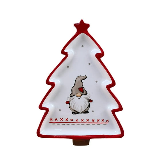 EUDIDV Xmas Tree Decor Three Dimensional Hand Painted Crossborder Santa Claus Pines Tree Shaped Ceramic Plates Breakfast Plates Dessert Snack Plates Christmas Tableware Christmas Ornaments
