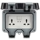 thumbnail image 2 of Enchufe de pared para exteriores con 2 enchufes de 3 orificios + 2 tomas de corriente eléctricas impermeables con interruptor, 2 of 9