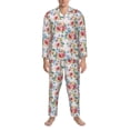 thumbnail image 3 of Picia Rose Flowers Pattern Men’s Long-Sleeve Sleepwear Set - Soft 2-Piece Loungewear with Pockets, Comfy PJs for Relaxing Nights-Large, 3 of 7