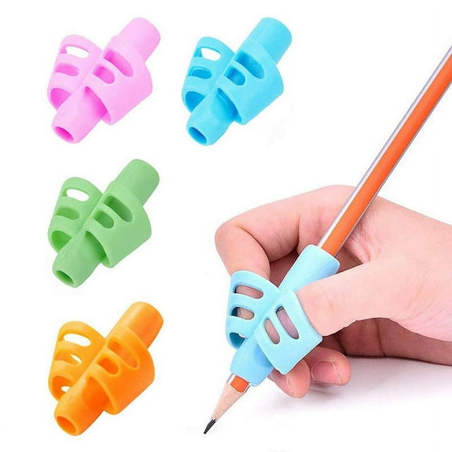 Paquete de 4 empuñaduras para lápices para escritura a mano de niños, empuñaduras para lápices para niños pequeños, entrenador de empuñaduras para bolígrafos para niños
