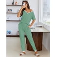 thumbnail image 5 of Ekouaer Pajamas for Women Set 2 Piece Lounge Set Short Sleeve Pjs Joggers Long Pants Sleepwear with Pockets, 5 of 6