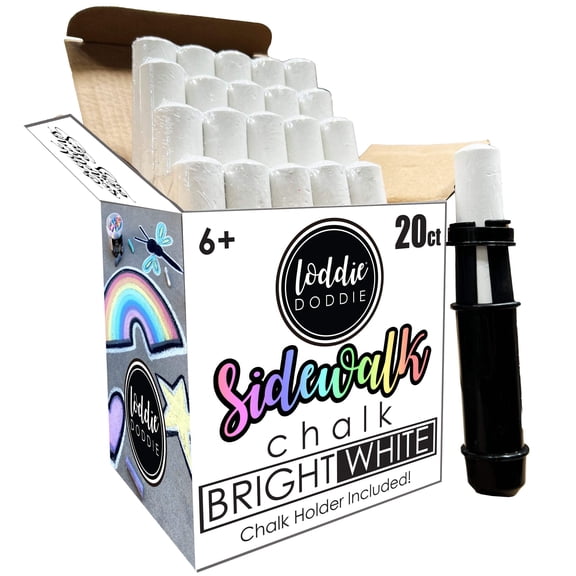Loddie Doddie Bright White Sidewalk Chalk, 20 Count