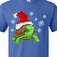 thumbnail image 4 of Inktastic Christmas Turtle in with Santa Hat and Snowflakes T-Shirt, 4 of 5