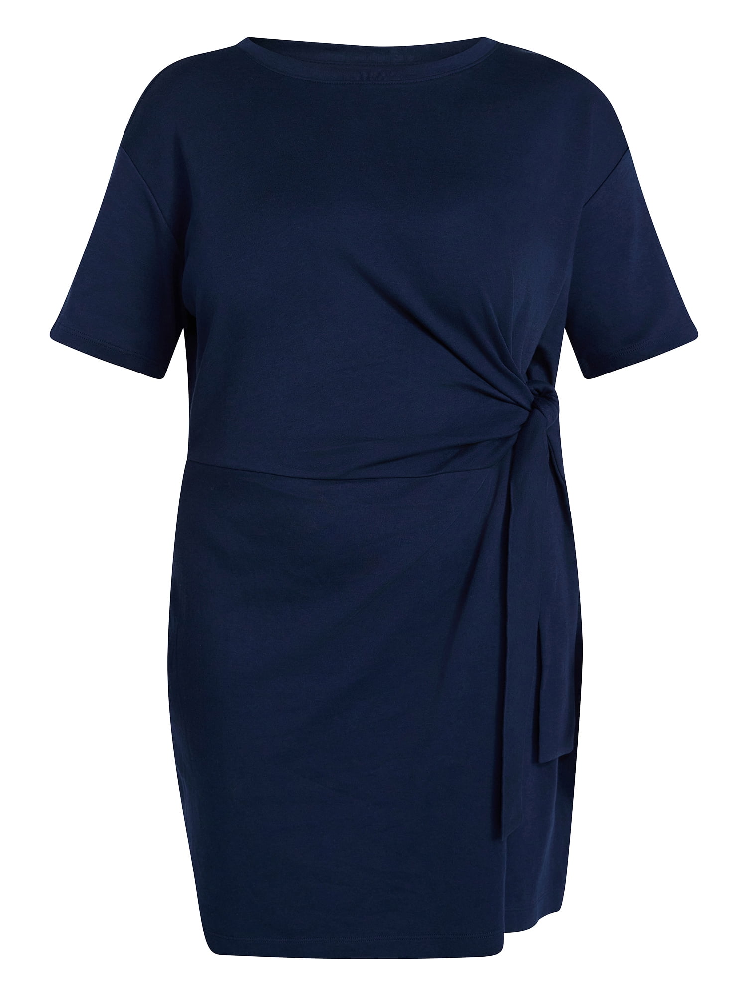 Terra & Sky Women’s Plus Front Twist Dress with Short Sleeve, Size 0X-5X