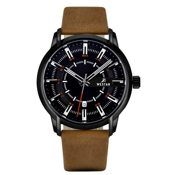Westar Profile Leather Strap Black Dial Quartz 50228STN883 Men's Watch