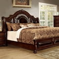 thumbnail image 2 of Traditional Formal Intricate Wood Carving Brown Cherry Tufted Nailhead Trim California King Size Bed Dresser Mirror Nightstand Leaterette HB 4pc Bedroom Furniture, 2 of 9
