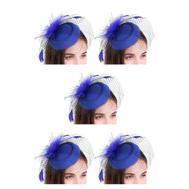 Qarigey Sombrero tocado para mujer, velo de malla con plumas de flores, Festival, boda, escenario, espectáculo, pinza para el pelo de novia, Type2 NO2