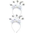thumbnail image 1 of ColoMX 1 juego 2 piezas hermosas diademas navideñas diademas de estrella y luna de año nuevo (plateado), 1 of 7