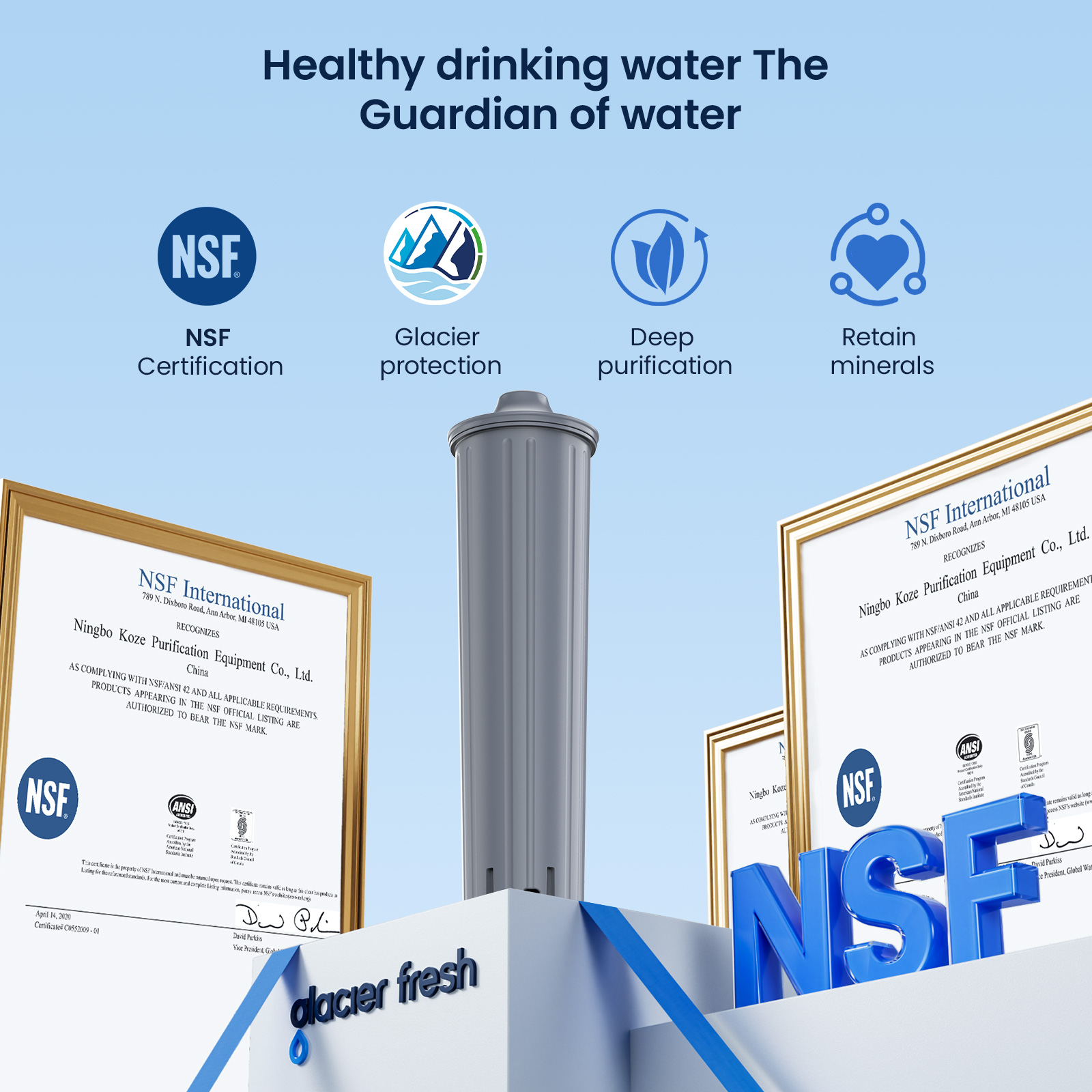 Glacier Fresh Water Filter Compatible with Jura 71794 Claris Smart+ Filter Cartridge, Fits E6, E8, Z8, Z6, J6, ENA8, WE6, WE8 Coffee Machines, NSF/42 Certified, 3 Pack