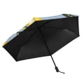 thumbnail image 4 of Blue Plaids Lemons Leaves Vintage Style All Weather Umbrella Triple Folding Parasol 6 Ribs UV Protection Portable, 4 of 8