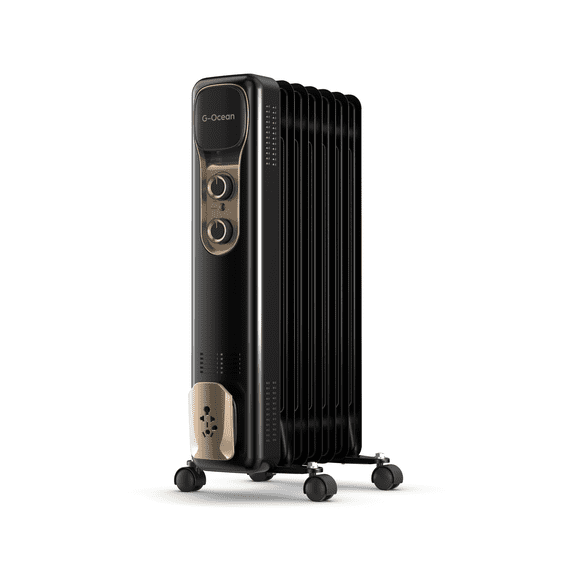 G-ocean Radiator Heater for Large Space, Electric Oil Filled Radiator, Dual Knobs, 1500W, Quiet Space Heater, 3 Modes, Tip-over Protection