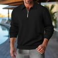 thumbnail image 2 of UVEASISHA Mens Quarter Zip Pullover Regular Fit Lightweight Knit Sweatshirts Fall Long Sleeve Lapel Sweater Tops Soft Casual Knitted Sweaters Back to College Sale Black XXL, 2 of 10