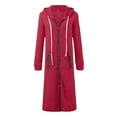 thumbnail image 6 of Wowcloth Women's Solid Color Hooded Jacket with Zipper Pockets and Drawstring, Long Sleeve Casual Fashion Outerwear for Daily Wear, 6 of 6