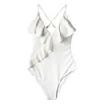thumbnail image 4 of Women Halter One Piece Swimsuit Sexy Ruffle Backless Bathing Suit Plunge V Neck Classic Coverage Bottom, 4 of 4