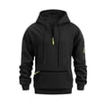 thumbnail image 2 of Guieoi Shirts for Men Fashion Color-Block Waffle Hoodie Men's Warm Casual Tops Men's Pullover Clothes Black L, 2 of 8