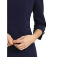 thumbnail image 6 of INSPIRE CHIC Women's Sheath Dress Boat Neck 3/4 Sleeves Split Hem Wear-to-Work Midi Dresses Navy Blue XL, 6 of 7