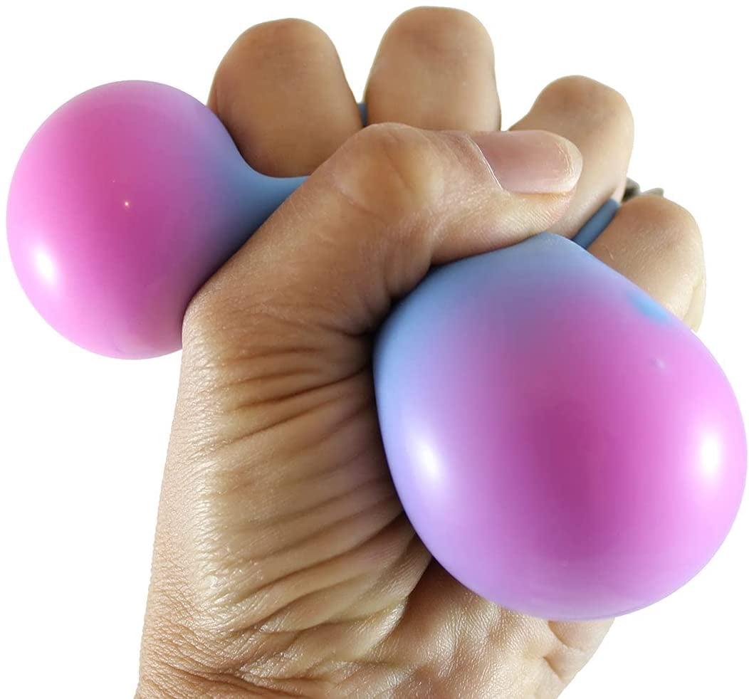 2 Color Changing Doh Filled 2.5" Stress Balls - Shaving Cream Like Dough Filling - Squishy Gooey Shape-able Squish Sensory Squeeze Balls (RANDOM COLORS)