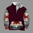 thumbnail image 2 of ZCFZJW Vintage Aztec Pattern Graphic Jacket Shirts for Men Big and Tall Regular Fit Casual Long Sleeve Stand Collar Pullover Sweatshirts Trendy Zipper Outwear Tops with Pocket Wine XL, 2 of 5