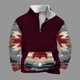 thumbnail image 1 of Sudadera sin capucha para hombre, informal, a la moda, con cuello alto, estampado étnico, cremallera, jersey de manga larga, blusa de poliéster para hombre, 1 of 5