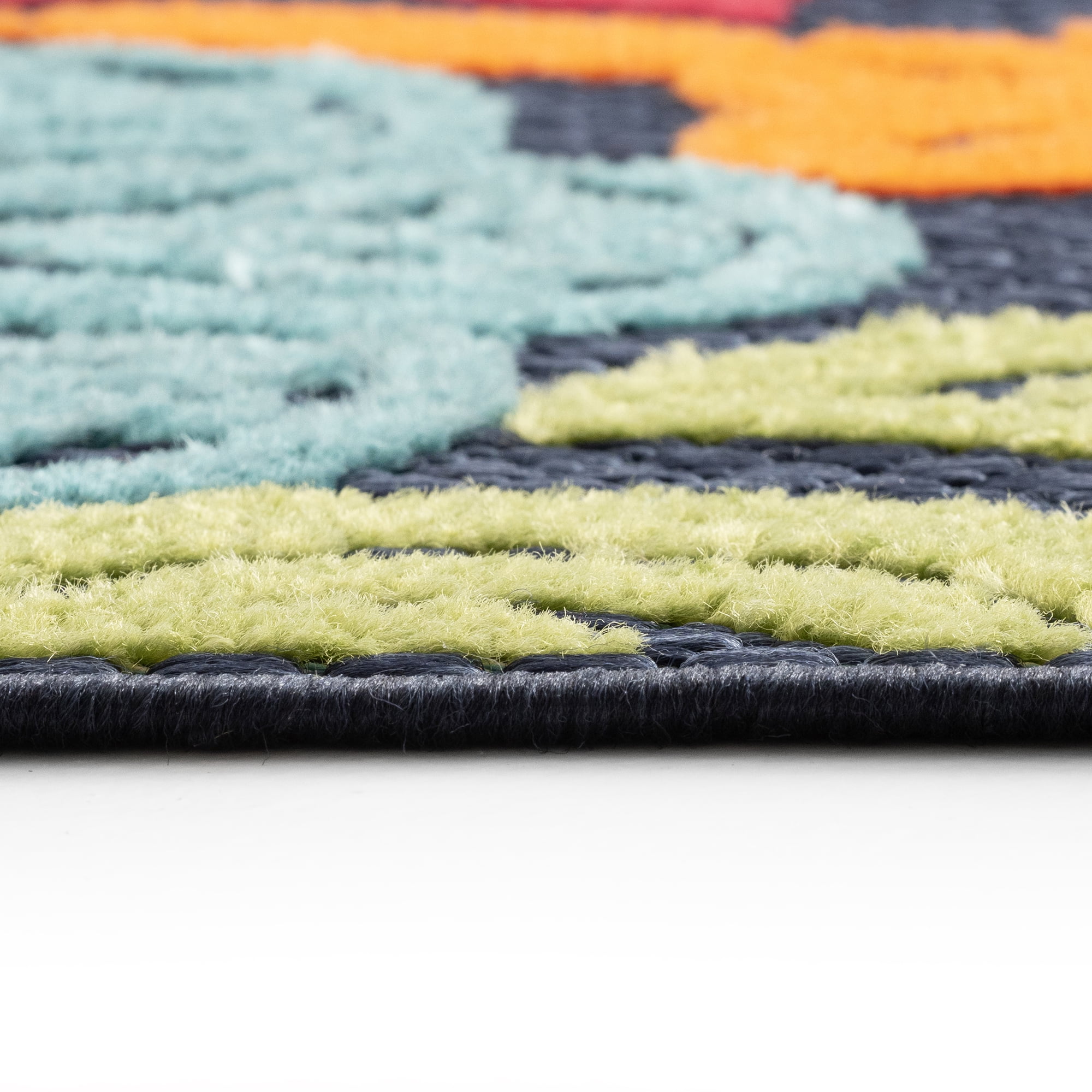 Oasis Modern Floral Navy and Aqua Polypropylene Indoor Outdoor Area Rug, 5'x7' Rectangle