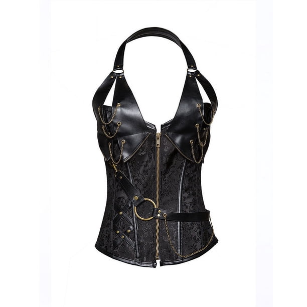 Corsé punk de acero y metal con uniforme de cuero europeo y americano, disfraz de reina para actuación, faja de corte