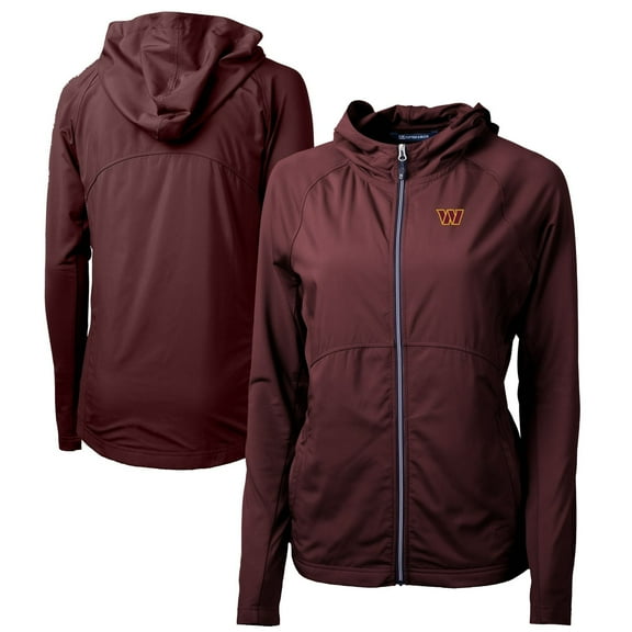 Women's Cutter & Buck Burgundy Washington Commanders Adapt Eco Knit Hybrid Recycled Full-Zip Hoodie