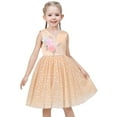 thumbnail image 3 of Girls Dress Beige Polka Dot Floral Embroidery Pearl V Neck Sleeveless 8 Years, 3 of 9