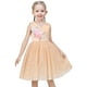 thumbnail image 3 of Vestido de Niña Beige con Lunares, Bordado Floral, Perlas, Cuello en V, sin Mangas, 7 Años, 3 of 9
