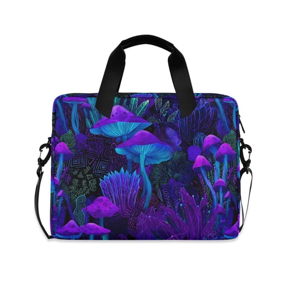 FORMRS 16" Laptop Bag Carrying Sleeve Case with Handle Travel Shoulder Briefcase, Night Mushrooms Pattern