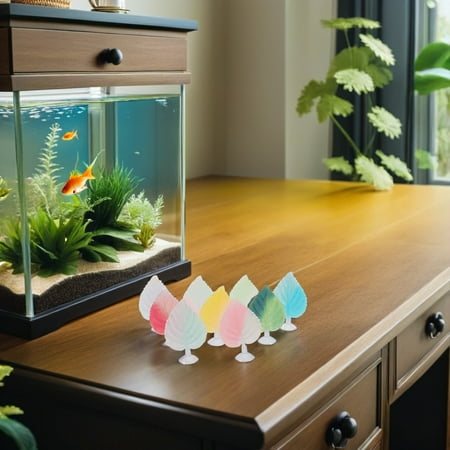 OUNONA 9Pcs Artificial Betta Leaves Aquarium Decoration for Fish Resting Spots