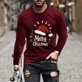 thumbnail image 2 of SERTG Men's Christmas Print Sports Shirt Long Sleeve Round Neck Casual Fashion Top Men Blouses Shirts Men's Christmas Tops(Wine,M), 2 of 5