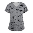 thumbnail image 1 of SuoKom Uniformes de Travail Modernes pour Femmes, Col en V, Manches Courtes, T-Shirts Floraux, 1 of 4