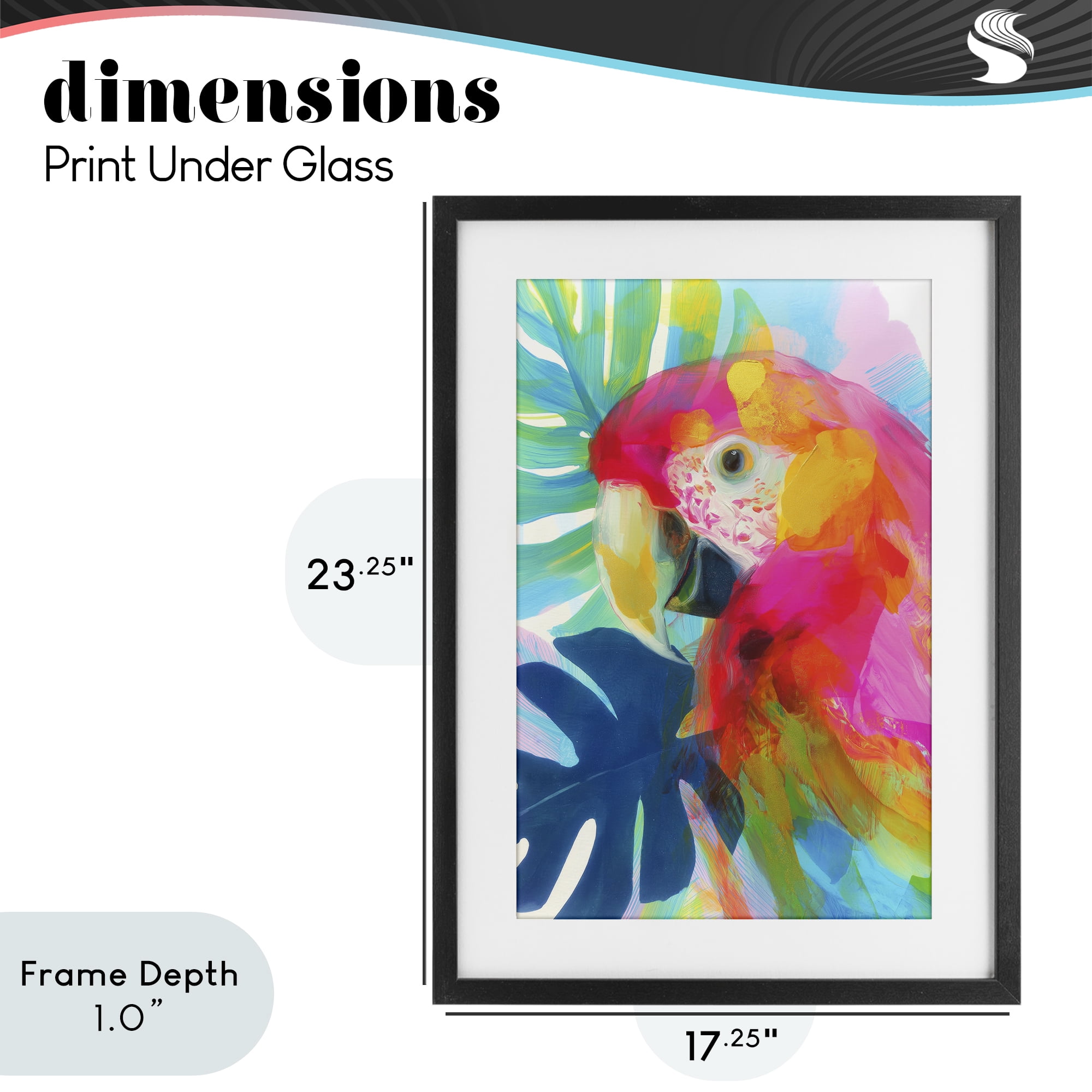 Stupell Industries Scarlet Macaw in Paradise Black Framed Print Under Glass, design by Chromatic Storm Studio
