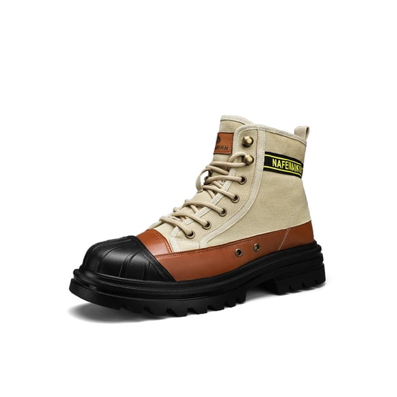 Colisha Bottines pour Femmes Imperméables Bottes de Combat Respirantes à Lacets Bottines à la Cheville Décontractées Moto Semelle Crantée Bottillon Court Kaki (Hommes) 9