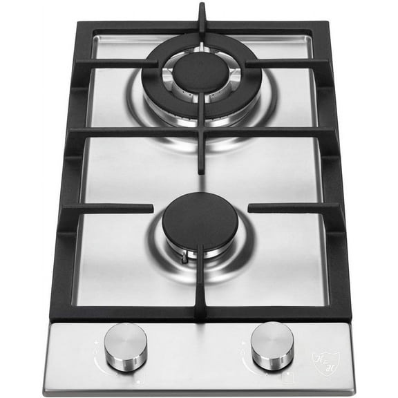 K&H SIGNATURE SERIES 2 Burner 12 Inch LPG/Propane Gas Stove Top Stainless Steel Surface Cast Iron Cooktop UL/ETL Certified 2-SSW-LPG