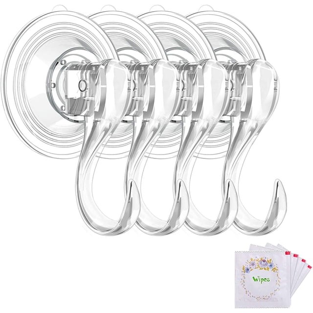 Ganchos de ventosa, pequeños, transparentes, reutilizables, resistentes, ganchos de ventosa al vacío con paño de limpieza, ganchos resistentes para ventana, vidrio, cocina, baño, para toalla, bata,