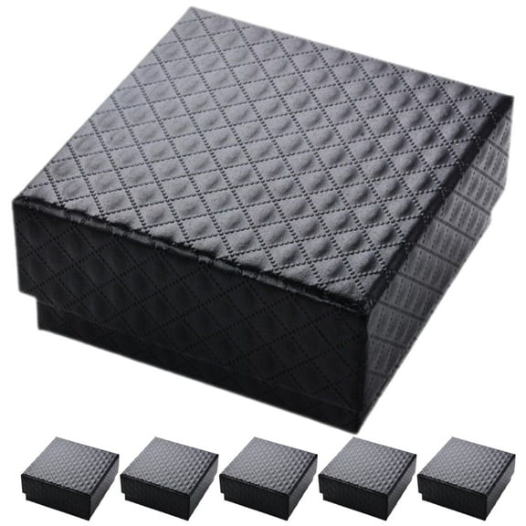 Gymnture 6Pcs Black Jewelry Gift Boxes with Lids & Cushion