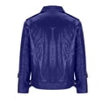 thumbnail image 3 of Maoxin Men's Jacket Man Fashion Solid Color Leather Leisure Loose Coat Cultivate Oneself Zipper Leather Jacket Plus Size Jackets for Men Blue XL, 3 of 4