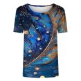 thumbnail image 4 of Women's Summer T-Shirts Fashion Printing Shirts Lightweight Crew Neck Short Sleeve Blouses Casual Loose Pullover Tops, 4 of 4
