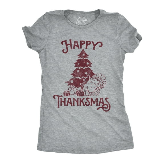 Womens Funny T Shirts Happy Thanksmas Sarcastic Thanksgiving Christmas Graphic Tee for Ladies Womens Graphic Tees