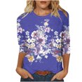 thumbnail image 1 of Camisetas de Manga Corta para las Mujeres Retro Cuello Redondo Pascua Impreso Suelto Top, Ligero Poliéster 3/4 Camiseta de Manga para el Desgaste Casual, Diario Y de Primavera, 1 of 4