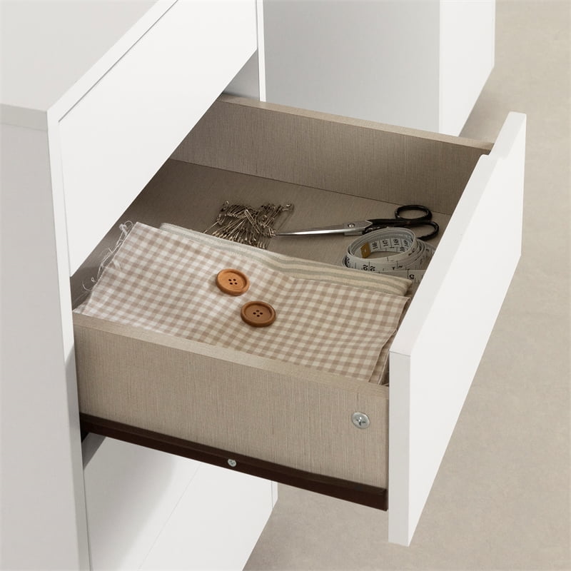 South Shore Crea Sewing Craft Table on Wheels White Walmart