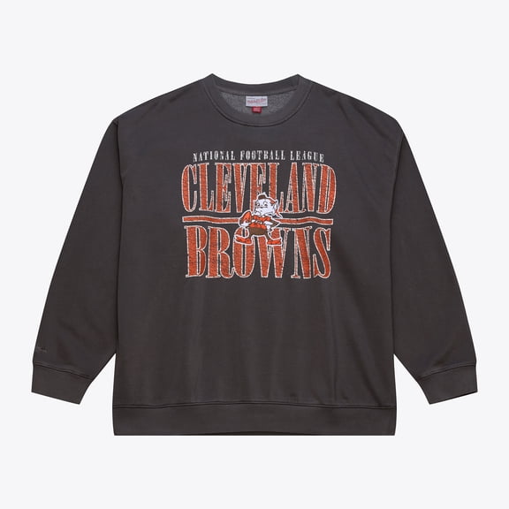 Men's Mitchell & Ness Vintage Black Cleveland Browns Downtown Logo Sweatshirt