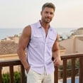 thumbnail image 6 of Mens Sleeveless Durable Button Down Shirts with Two Chest Pockets XL, 6 of 8