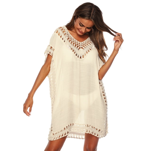 Maillot de Bain Crochet de Plage pour Femmes Robe Tunique à Franges