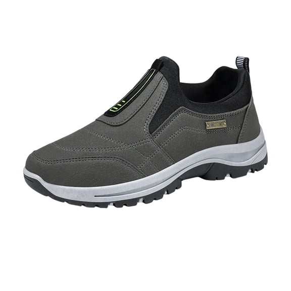 GrmtClth Mens Slip On Walking Shoes Soft Suede Leather Arch Support Outdoor Hiking Sneakers Non Slip Shock Absorb Casual Loafers Gray (US/8)