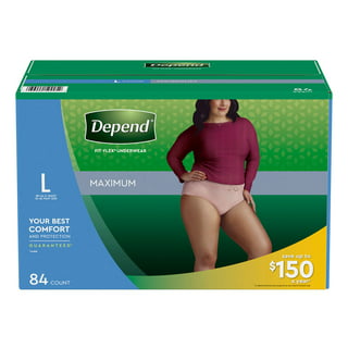 Depend Silhouette Incontinence and Postpartum Underwear for Women, Maximum  Absorbency, Disposable, Medium, Pink, 56 Count (2 Packs of 28) (Packaging