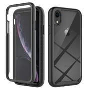 Compatible with iPhone XR Case, Dustproof Shockproof Case with Built-in Screen Protector, Bumper Frame Heavy Duty Full Body Protective Cover for iPhone XR, Black