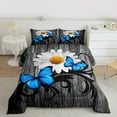 thumbnail image 2 of jejeloiu Cute Butterfly Daisy Bedding Comforter Set,Rustic Farmhouse Cabin Twin Comforter Sets,Blue Gray White Bedding Set For Kids,Ultra Soft Home Decor Reversible,2pcs, 2 of 8
